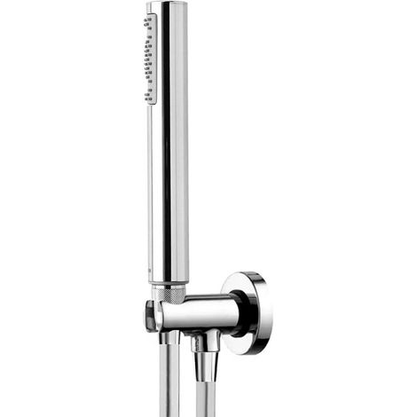 Set doccia cromato con doccetta tonda anticalcare presa acqua e flessibile (1/2)