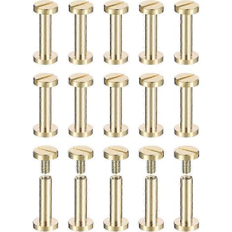 Paquete de 30 tornillos Chicago de latón, 15x8 mm, cabeza plana, remaches de perno de fijación para postes de unión (（）