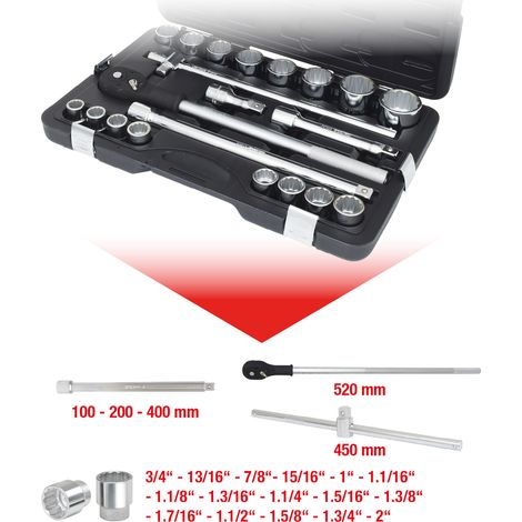 KS Tools 3/4" Steckschlüssel-Satz, 21-teilig 12-kant (1/4)