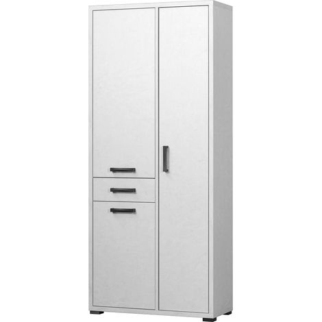 3400BCM Montato Armadio 3 ante + cassetto scocca spessore 25mm fintura bianco cemento 75,3L x 175H x 33P (1/4)