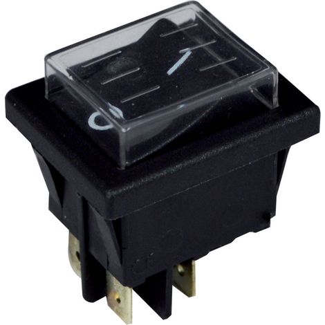 Mini interrupteur à bascule bipolaire noir à encastrer 3750W, 15A, 250V, IP44, capuchon de protection - Tibelec (1/2)