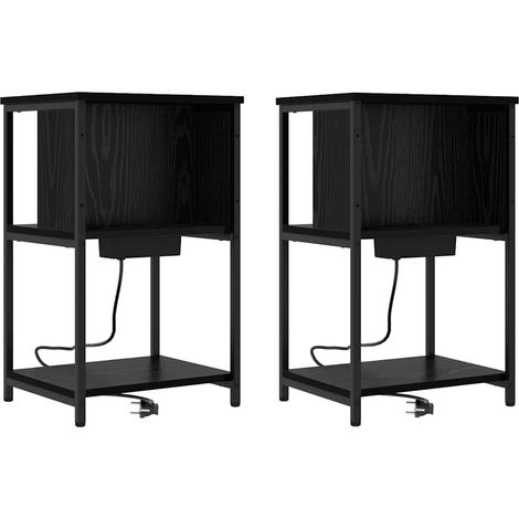 Maison Exclusive - Nachttisch 2 pcs Schwarz Eichen-Optik 38 x 31