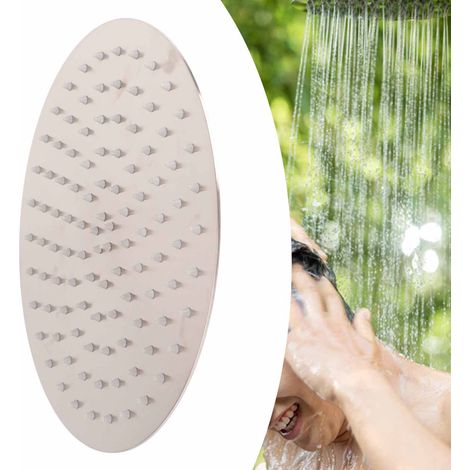 Pommeau de douche rond et fin en acier inoxydable avec 105 buses, pommeau de douche thermostatique de plafond en acier inoxydable, diamètre des buses : G1/2 (1/5)