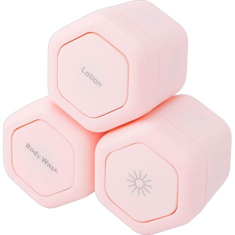 3-Piece Magnetic Travel Containers, 40ml Hard Shell Toiletry Pots with Twist-Lock Lid, Leak-Proof Shampoo Cream Pots for Travel (PINK) (1/5)