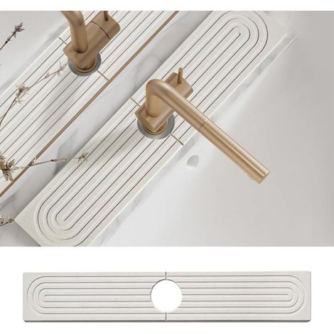 1 Tapis Évier Pierre Diatomite Absorbant Anti-éclaboussures Design Rayé Pour Cuisine Salle De Bain (1/5)