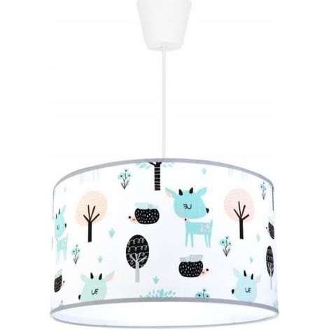 Abat-jour Suspendu - Lampe Plafonnier E27 - 1 Source Lumineuse - Diamètre 35 cm - Bleu Clair et Orange (1/4)