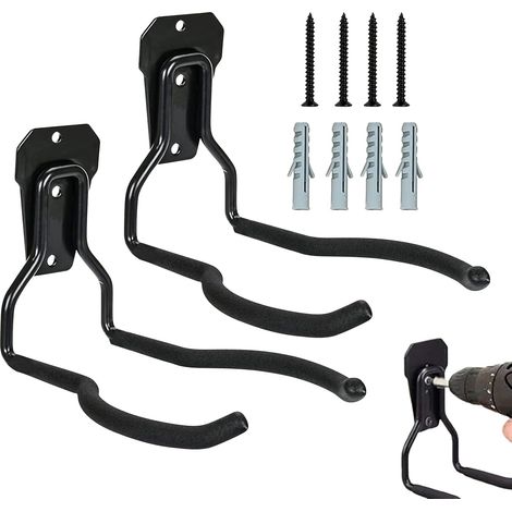 Porte-Outil de Jardin pour Outils Électriques Noir Anti-Rouille Acier Organisateur d'Outils à Crochets Garage Noirs, Support Multifonction (1/5)