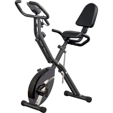Vélo d'appartement pliable et silencieux avec résistance magnétique, écran LCD et brassards, 43 x 97 x 109 cm, noir (1/5)
