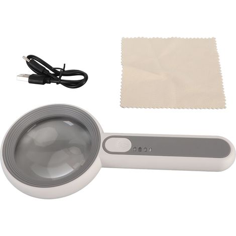 Loupe LED portative rechargeable avec 16 lumières, loupe lumineuse à commande tactile pour lecture, grossissement portable à main (1/5)
