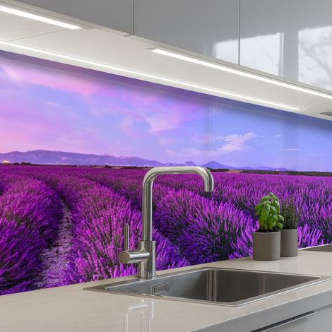 SCHIENALI CUCINA Lavanda - Viola - Fiori - Natura 300x80 cm (1/5)