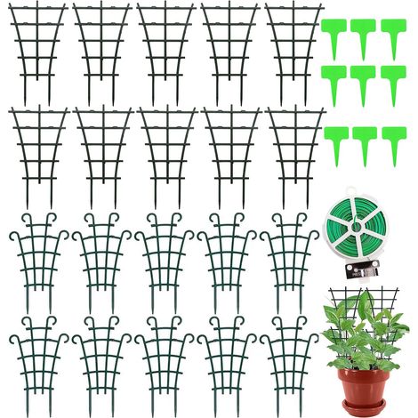 20 pièces de tuteur pour plantes d’intérieur, treillis de tiges pour plantes en pot - Tuteur empilable pour plantes d’intérieur - Petits supports pour pots de fleurs - Treillis d’escalade à assembler (1/5)