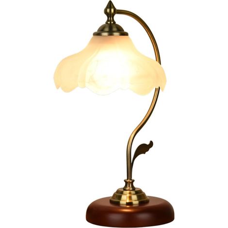 Lámpara de lectura E27, lámpara de mesita de noche de metal, lámpara de mesilla de noche retro para dormitorio, pantalla de cristal blanco esmerilado. (1/5)