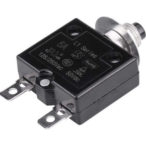 Resettable 5A thermal circuit breaker – Overload protection – Voltage 50V DC, 125-250V AC – Manual reset (1/5)