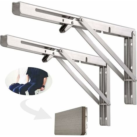 Shelf Wall-mounted Bend of 400 mm, Bracket of Pliant in Stainless steel 304 for workbench, Equerre bend Bracket, Equerre for Etagere Wall-mounted（2 Pieces) - RWConsole for shelf (1/5)
