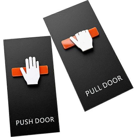 Panneau de porte « Pousser/Tirer » en acrylique transparent, signalétique directionnelle pour bureaux et hôtels (lot de 8). (1/5)