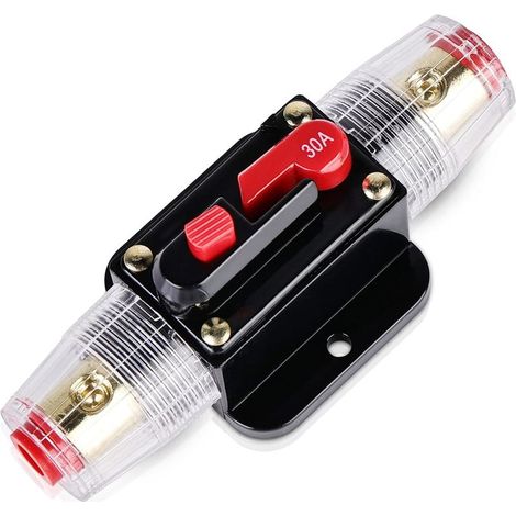 30A Auto Disjoncteur, Auto Disjoncteur Protection De Voiture 12V-24V DC, Auto Disjoncteur pour Voiture avec Commutateur Manuel de Réinitialisation de Fusible pour Voiture Bateau Camion Camping (1/5)