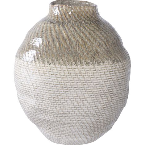 Vaso in ceramica grande bicolore con texture intrecciata ø26x30,5 cm