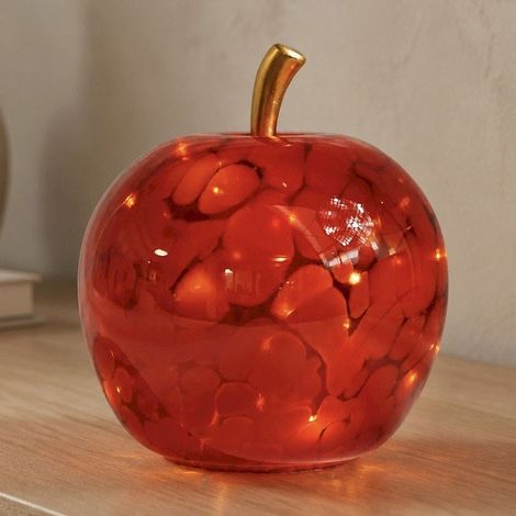 Lampe à Poser Led Grande Pomme Rouge verre 22x22x24cm (1/4)