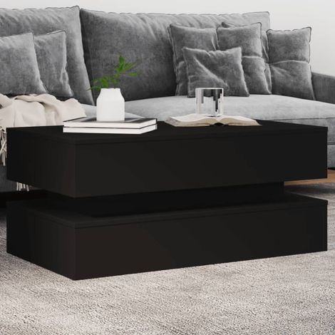 Coffee Table with LED Lights Black 90x50x40 cm vidaXL (1/5)