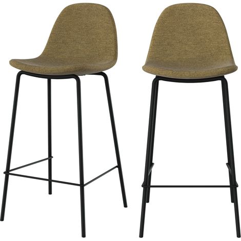 Lot de 2 chaises pour îlot central en tissu vert kaki 65,5 cm - HENRIK