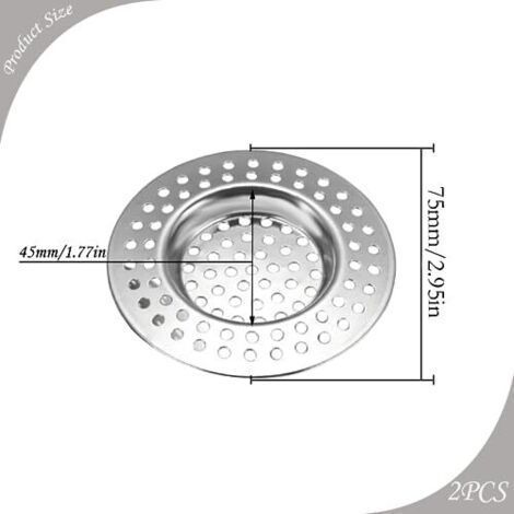 2 Pcs Filtre évier Cuisine, Tamis lavabo en INOX, Filtre Cheveux Douche, Filtre de Vidange pour évier, Grille Evier Cuisine, Accessoire Drain Lavabo Baignoire Bonde, pour Salle de Bain Cuisine (1/4)