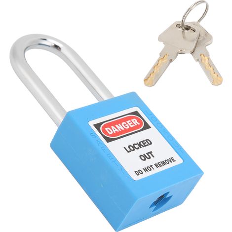 Cadenas de sécurité à poutre en acier 38 mm avec 2 clés pour équipements industriels et ateliers - Bleu (1/5)