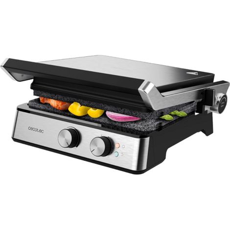 Cecotec Rock'nGrill Blaze Electric Grill. 2400W, rivestimento RockStone, facile da pulire, apertura a 180° de, senza BPA de, cottura de superficie de 29x23 cm, temperatura regolabile (1/5)