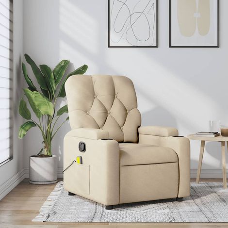 Massage-Relaxsessel, cremefarbener Stoff