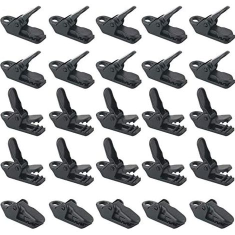 25Pcs/ sac Noir Tente Clips, coupe-vent pour auvent Colliers de serrage Plastique Vent Corde auvents Clip Tente de camping SE fixe pour extérieur
