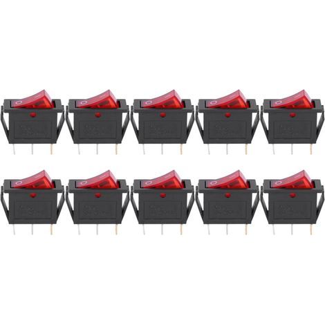Interrupteur à bascule à 3 broches, lumière rouge marche/arrêt, 2 positions KCD3, accessoires pour appareils ménagers, 10 pièces (1/5)