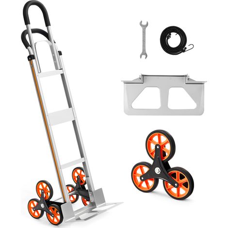 Mophorn Carretilla de Mano Plegable con Asa Extensible, Capacidad de 150 kg, Carro para Escaleras Fabricado en Aleación de Aluminio con 6 Ruedas y 2 Cuerdas, Ideal para Oficina, Hogar y Almacén (1/5)