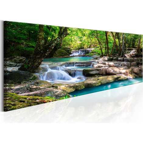 Quadro - Nature: Forest Waterfall - 150x50 (1/4)