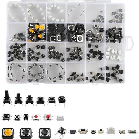 Pièces Micro Interrupteurs à Boutons-Poussoirs Tactiles,Types de Mini Interrupteurs pour Clés de Télécommande de Voiture, Appareils Audio, Télévisions et Consoles de Jeux (1/5)