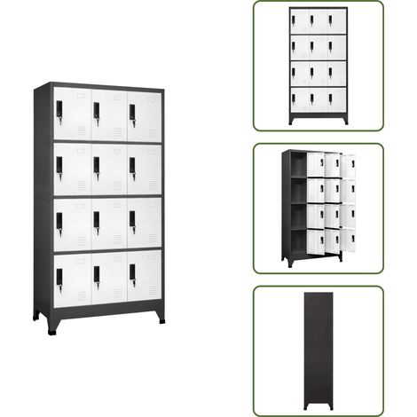 Armoire à casiers Anthracite et blanc 90x45x180 cm Acier - Armoire À Casiers - Meuble De Rangement - Armoire Métallique - Armoire Scolaire - Armoire De Bureau