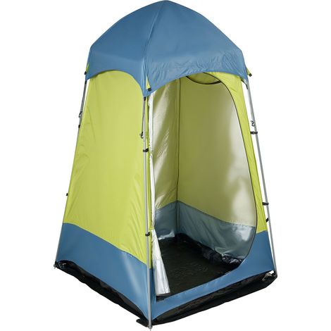Tente de douche pliante pour camping, 1 pièce, cabine d'aisance portable avec sardines, cordes, sac de transport et piquets en acier, tissu Oxford 200D enduit argenté, pour camping, plage, pêche (1/5)