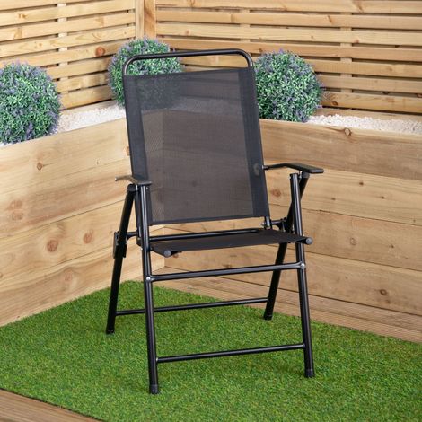 Samuel Alexander Multi-Position Folding Garden Patio Single Chair in Black (1/5)