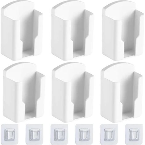 6 Pcs Boîte de Rangement à Télécommande Mural, Auto Adhésive Support Telecommande Mural, Blanc Boîte de Rangement Murale Télécommand (1/5)