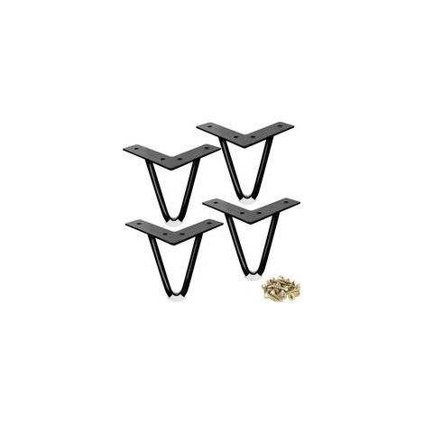 Pieds de Meubles en Épingle à Cheveux 10 cm, Lot de 4, Métal Robuste, Avec Protection Sol en Caoutchouc (1/5)