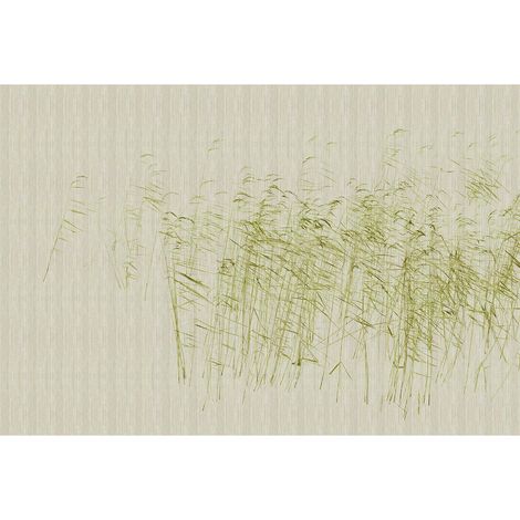 Papier peint panoramique vert et beige effet vent salon Tapisserie panoramique salle à manger Papier peint panoramique abstrait à motif nature (1/2)