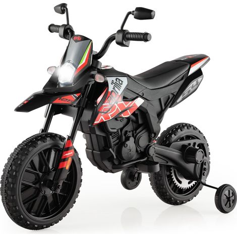 Moto électrique 106,5 x 56 x 80 cm pour enfants 3 à 8 ans avec musique et lumière design en PP noir métal
