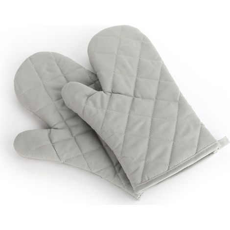 Oven Mitts - Silicone And Cotton - Heat Resistant Up To 480 F - For Baking Grilling Cooking - 1 Pair (1/5)