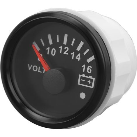 Voltmetro per imbarcazioni da 52 mm DC9 32 V, indicatore di tensione con retroilluminazione a colori per camper, yacht, barche da pesca e navi (piastra nera, copertura nera). (1/5)