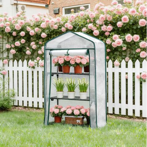 Invernadero de exterior con 3 baldas 69x49x125 cm OKMYHOME (1/5)