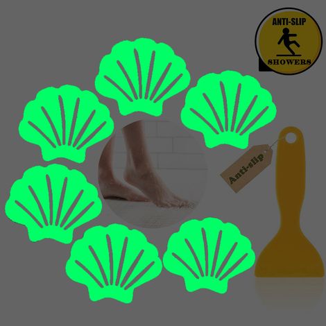 Set mit 20 leuchtenden, rutschfesten Aufklebern für Bad und Dusche. Rutschfeste Klebestreifen mit Rakel. (1/5)