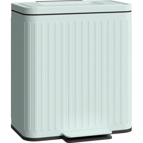 Poubelle de cuisine à double compartiment 20L, tri sélectif efficace, pédale au pied, matériau plastique et métal, couleur verte (1/5)