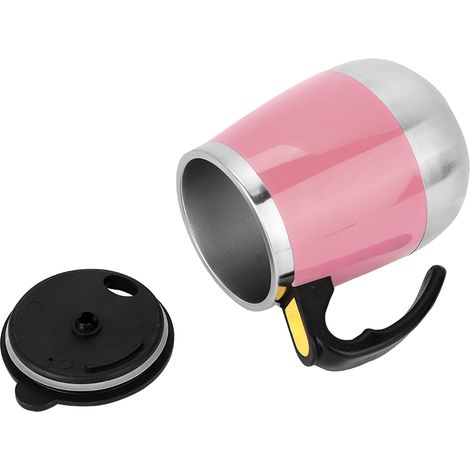 Tasse magnétique auto-agitatrice pour café, thé et lait, mug électrique mélangeur avec cuillère intégrée, couleur rose (1/5)