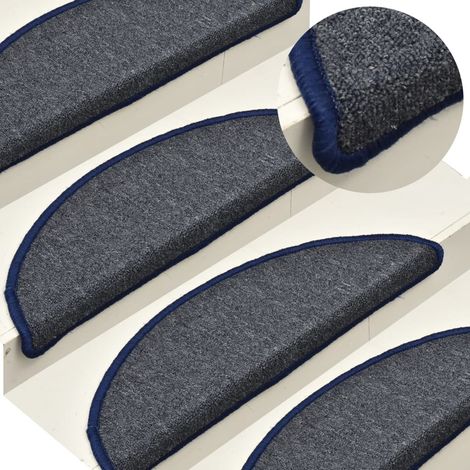 Stufenmatten 15 Stk. 56x17x3 cm Dunkelgrau und Blau Halbrund