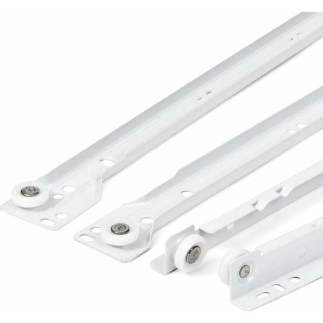 YMYNY Coulisse Tiroir 400 mm - Lot de 2 (1 paire) Rails pour Tiroir Coulissants, en blanc, Système de Glissière à Sortie Partielle - Kit de Tiroir Coulissants à montage facile (1/4)