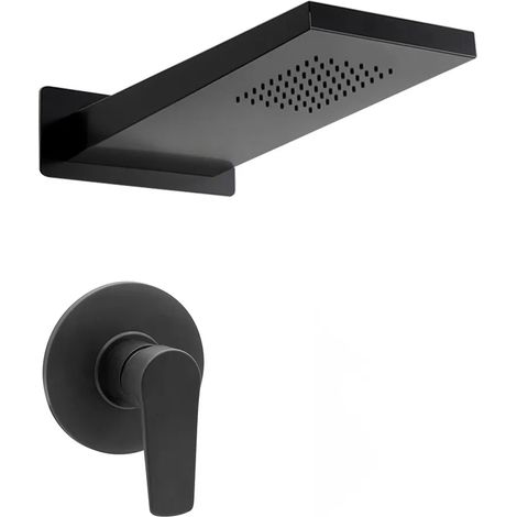 Set doccia incasso Erika nero opaco con soffione doccia a muro inox 22x50 (1/4)
