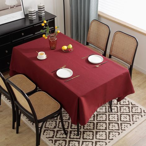 Nappe rectangulaire imitation coton et lin, couleur unie, imperméable et résistante à l'huile, adaptée aux restaurants, mariages et fêtes (140200cm) (1/5)